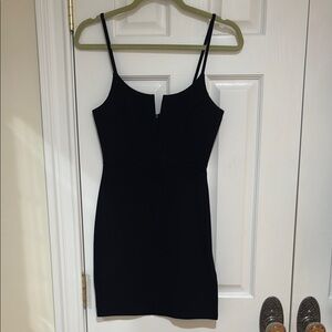 Solemio Black Spaghetti Strap Mini Dress